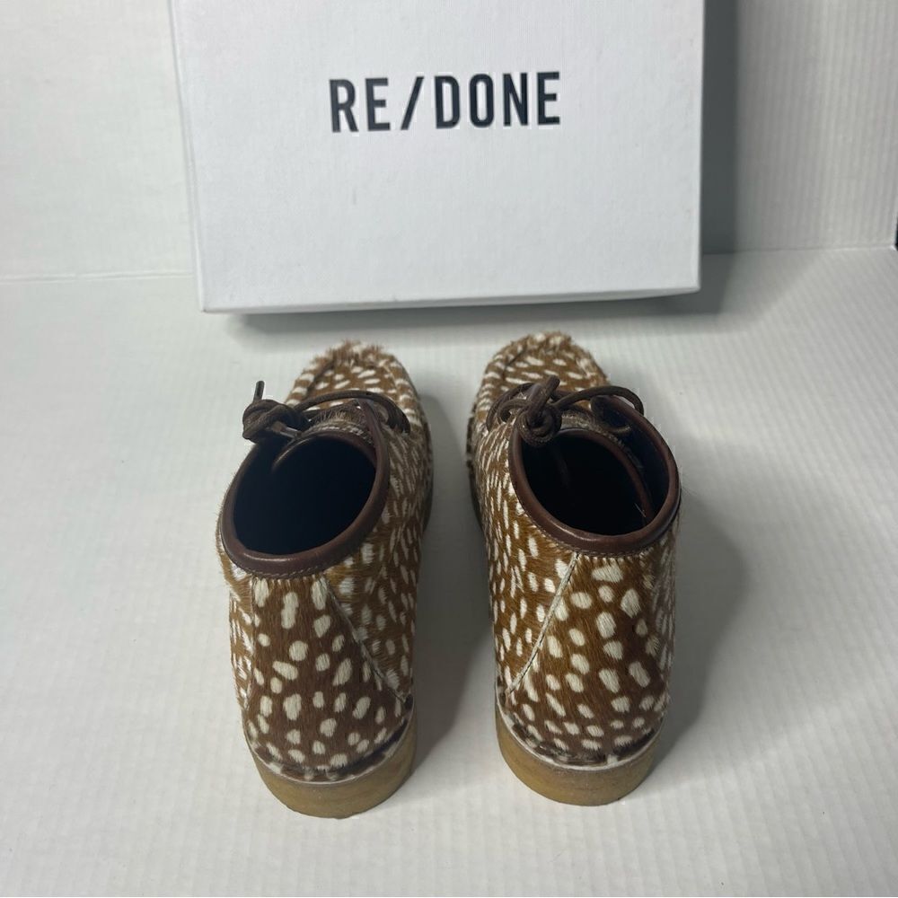 Re/Done Creepe Lace up bootie shoes  in polka dot Calf Hair new - Picture 6 of 9